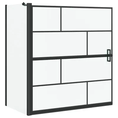 vidaXL Kopalna tuš zavesa Črna in prozorna 116 x 68 x 128 cm