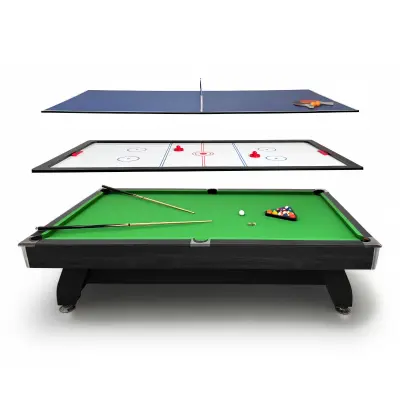 Biljardna miza večnamenska igralna miza – biljard, air hockey, namizni tenis THUNDER® BLACK 7FT