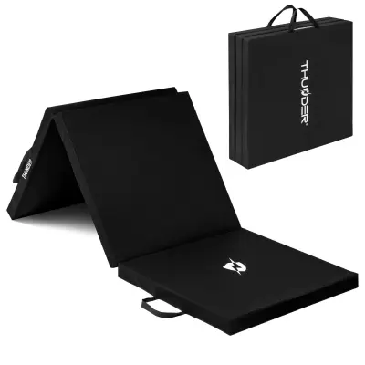 Gimnastična zložljiva podloga za vadbo vzmetnica – trda, nedrseča, 180×60×4 cm THUNDER® MG-01-BLACK