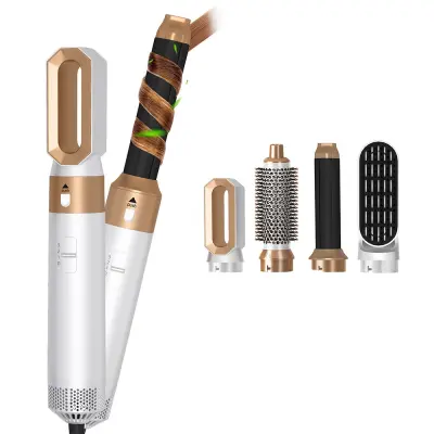 5-v-1 krtača za vroč zrak: Multifunkcijski oblikovalec las, bela zlata