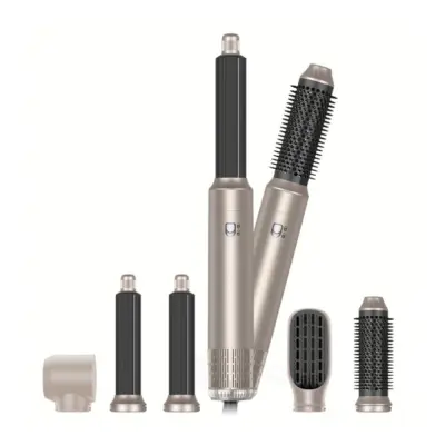 5-v-1 zlati vroč zračni krtačni stajler - EU vtič: Enostavno povečajte volumen, kodrajte in ravnajte