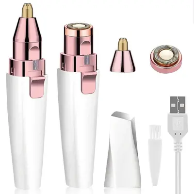 2-v-1 odstranjevalec dlak za ženske - bel - na baterije (baterije niso priložene)