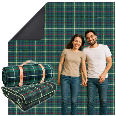 PIKNIK PODLOGA IZ PENENE ODEJE VODOODPORNA ZLOŽLJIVA ODEJA Z ZAPENJANJEM ZELENA 200 CM