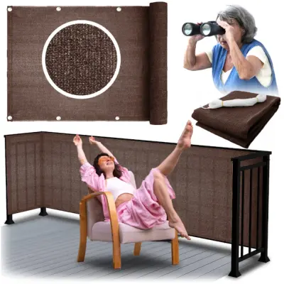 Nadstrešek za teraso, ograja, mreža, balkon, senčna podloga, rjava, 1×5 m, GoGarden