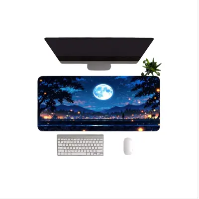 Moonlit Landscape Podloga za miško iz naravne gume proti drsenju za dom, pisarno in igranje iger  Velika