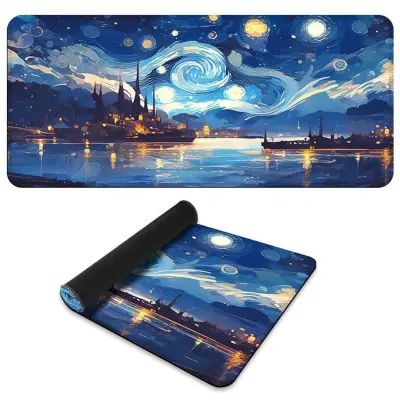 Nedrseča podloga za miško iz naravne gume z obšitimi robovi za dom, pisarno in igre  S