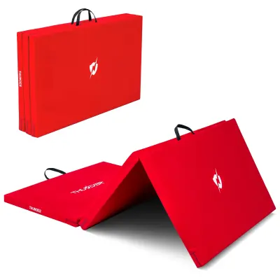 Gimnastična zložljiva podloga za vadbo vzmetnica – trda, nedrseča, 197×100×5 cm THUNDER® MG-03-RED
