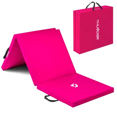 Gimnastična zložljiva podloga za vadbo vzmetnica – trda, nedrseča, 180×60×5 cm THUNDER® MG-02-PINK