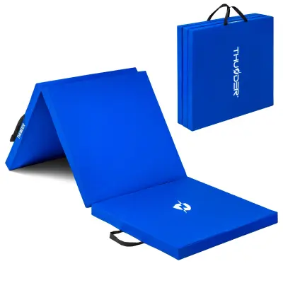 Gimnastična zložljiva podloga za vadbo vzmetnica – trda, nedrseča, 180×60×5 cm THUNDER® MG-02-BLUE