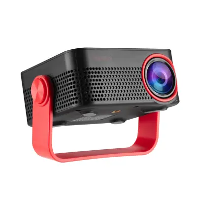 Prenosni domači projektor s 3D in WiFi, podpora 1080P, HDMI/USB/TF Black+Red