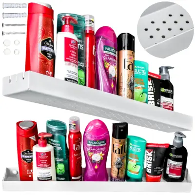 Bela viseča kopalniška polica za tuš