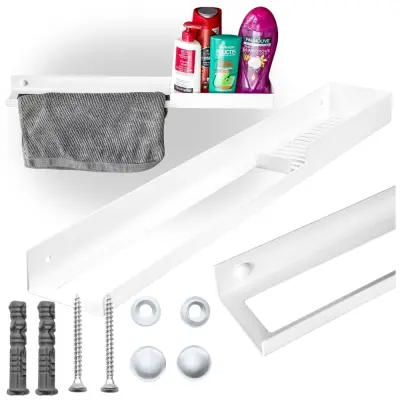 Bela kopalniška polica za tuš, polica za kopalniško kozmetiko