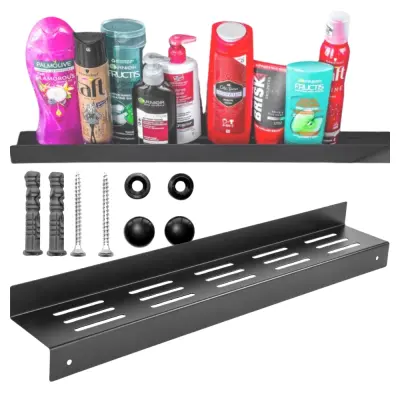 Črna kopalniška polica, viseča kopalniška polica za kozmetiko za tuširanje