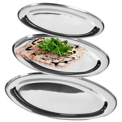 Ovalni jekleni pladenj 3 kosi.