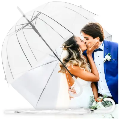 Velik prozoren dežnik, poročni dežnik, trpežen, močan za očetov dan