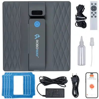 Robot za pomivanje oken–pametni robot za čiščenje oken, 3000 Pa, ultrazvočni dvojni razpršilec, avtomatsko zaznavanje robov, daljinec ROBOWAY R