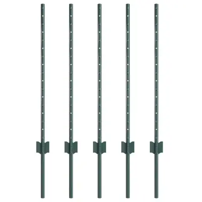 vidaXL Ograjni stebri 5 pcs Zelena 80 cm Jeklo