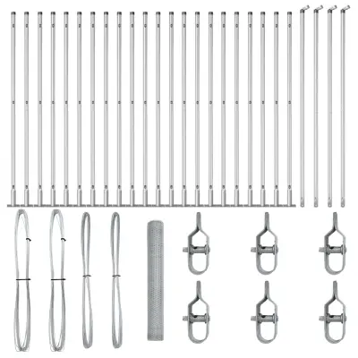 vidaXL Ogrodje s stebri srebrna 1.2 x 50 m Jeklo s PVC premazom