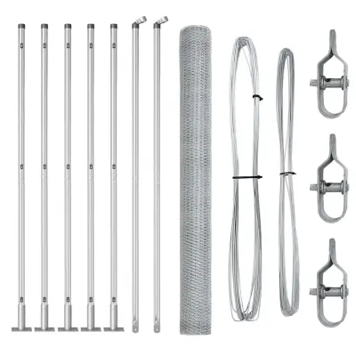 vidaXL Ogrodje s stebri srebrna 1.6 x 10 m Jeklo s PVC premazom