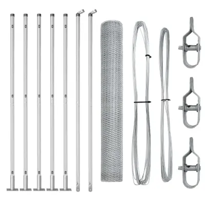 vidaXL Ogrodje s stebri srebrna 0.8 x 10 m Jeklo s PVC premazom