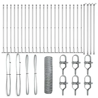 vidaXL Ogrodje s stebri srebrna 0.4 x 50 m Jeklo s PVC premazom