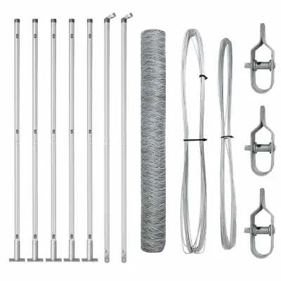 vidaXL Ogrodje s stebri srebrna 1 x 10 m Jeklo s PVC premazom