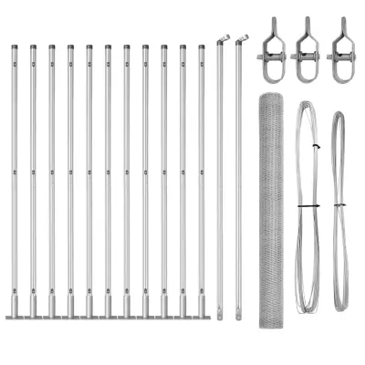 vidaXL Ogrodje s stebri srebrna 1.4 x 25 m Jeklo s PVC premazom