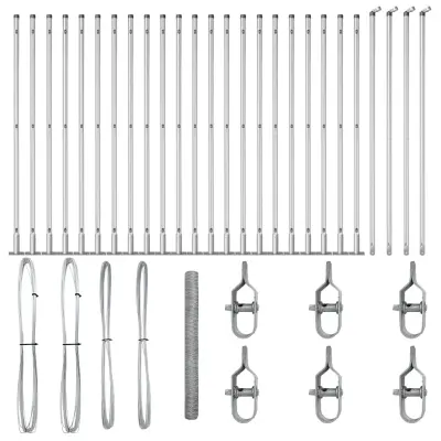 vidaXL Ogrodje s stebri srebrna 1.4 x 50 m Jeklo s PVC premazom