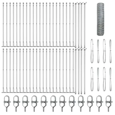 vidaXL Ogrodje s stebri srebrna 0.8 x 100 m Jeklo s PVC premazom