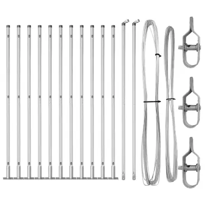 vidaXL Ograjni stebri 13 pcs srebrna Ø32mm 130 cm Pocinkano jeklo