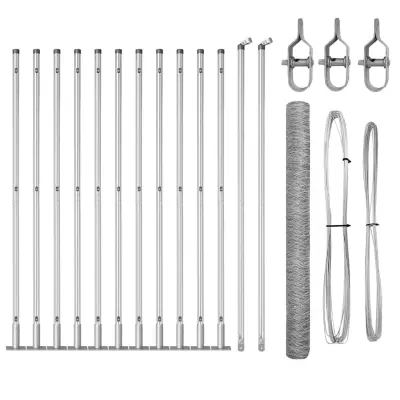 vidaXL Ogrodje s stebri srebrna 1.4 x 25 m Jeklo s PVC premazom