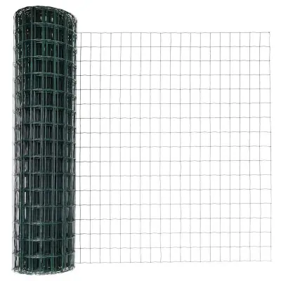 vidaXL Evropska ograja Zelena 1.4 x 10 m PVC prevlečen železo