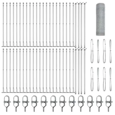 vidaXL Ogrodje s stebri srebrna 0.5 x 100 m Jeklo s PVC premazom