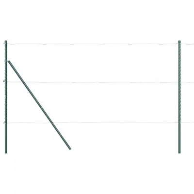 vidaXL Ograjni stebri 7 pcs Zelena Ø32mm 170 cm Pocinkano jeklo