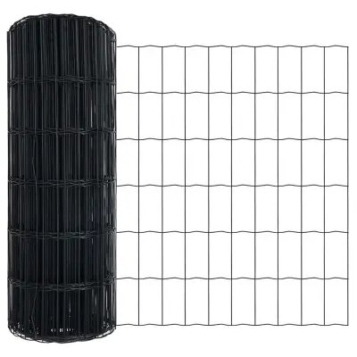 vidaXL Evropska ograja Siva 0.8 x 25 m PVC prevlečen železo