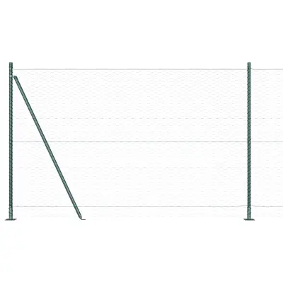 vidaXL Ogrodje s stebri Zelena 1.4 x 100 m Jeklo s PVC premazom