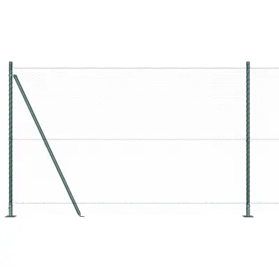 vidaXL Ogrodje s stebri Zelena 1.4 x 100 m Jeklo s PVC premazom