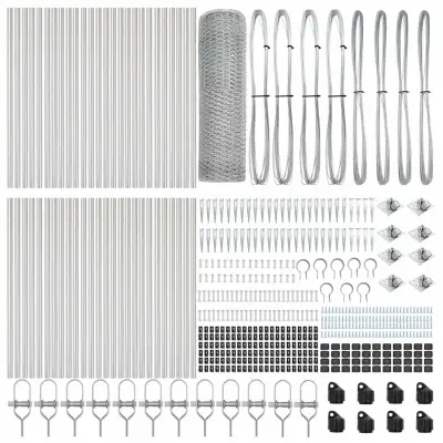 vidaXL Ogrodje s stebri srebrna 0.6 x 100 m Jeklo s PVC premazom