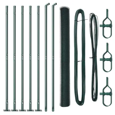 vidaXL Ogrodje s stebri Zelena 1.6 x 10 m Jeklo s PVC premazom