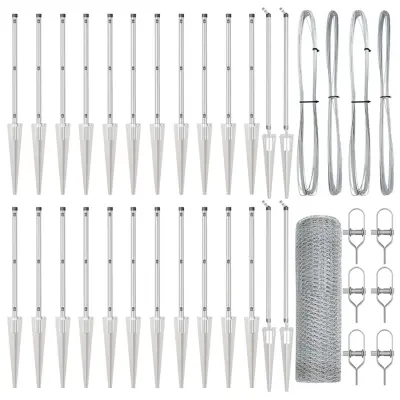 vidaXL Ogrodje s stebri srebrna 0.5 x 50 m Jeklo s PVC premazom