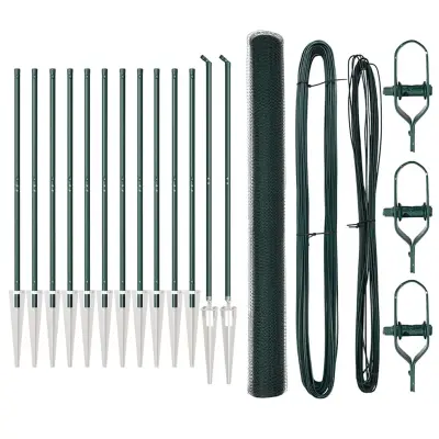 vidaXL Ogrodje s stebri Zelena 1.6 x 25 m Jeklo s PVC premazom