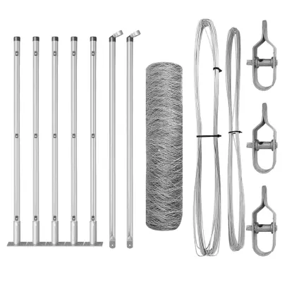 vidaXL Ogrodje s stebri srebrna 0.6 x 10 m Jeklo s PVC premazom