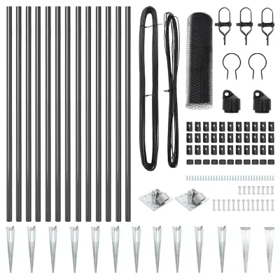 vidaXL Ogrodje s stebri Siva 0.8 x 25 m Jeklo s PVC premazom