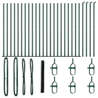 vidaXL Ogrodje s stebri Zelena 1.6 x 50 m Jeklo s PVC premazom