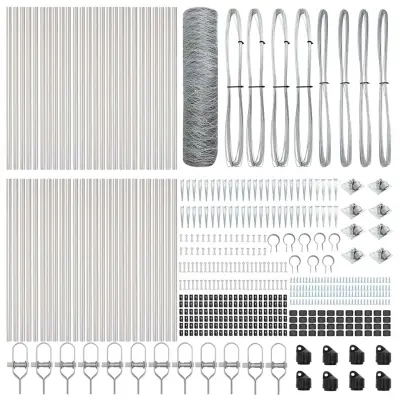 vidaXL Ogrodje s stebri srebrna 0.8 x 100 m Jeklo s PVC premazom
