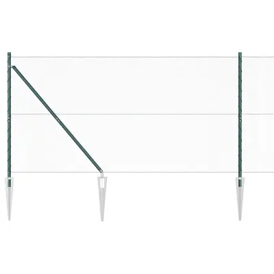 vidaXL Ogrodje s stebri Zelena 1.2 x 50 m Jeklo s PVC premazom