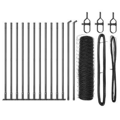 vidaXL Ogrodje s stebri Siva 0.4 x 25 m Jeklo s PVC premazom