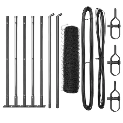 vidaXL Ogrodje s stebri Siva 0.5 x 10 m Jeklo s PVC premazom