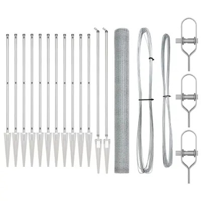 vidaXL Ogrodje s stebri srebrna 1.6 x 25 m Jeklo s PVC premazom