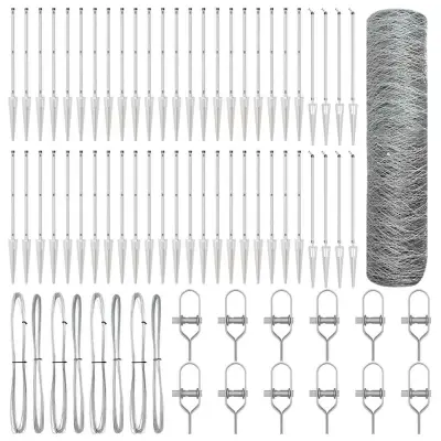 vidaXL Ogrodje s stebri srebrna 1 x 100 m Jeklo s PVC premazom